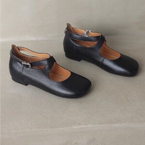 Elegant Black Women's Mary Jane Leather Shoes